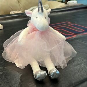 Pink and Silver Unicorn Plush Toy